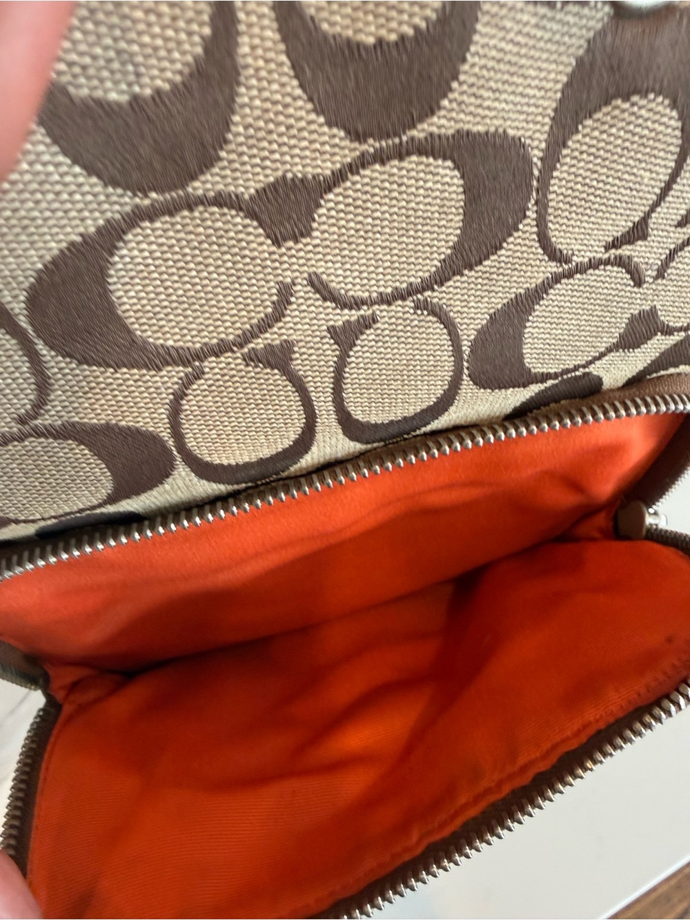 Coach Signature Canvas & Leather Backpack | Brown/Tan | Orange Interior - Picture 7 of 8